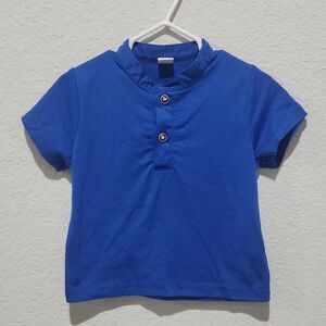 SHEIN Collared Short Sleeve T-Shirt Baby 12-18M Blue Gray Orange Button